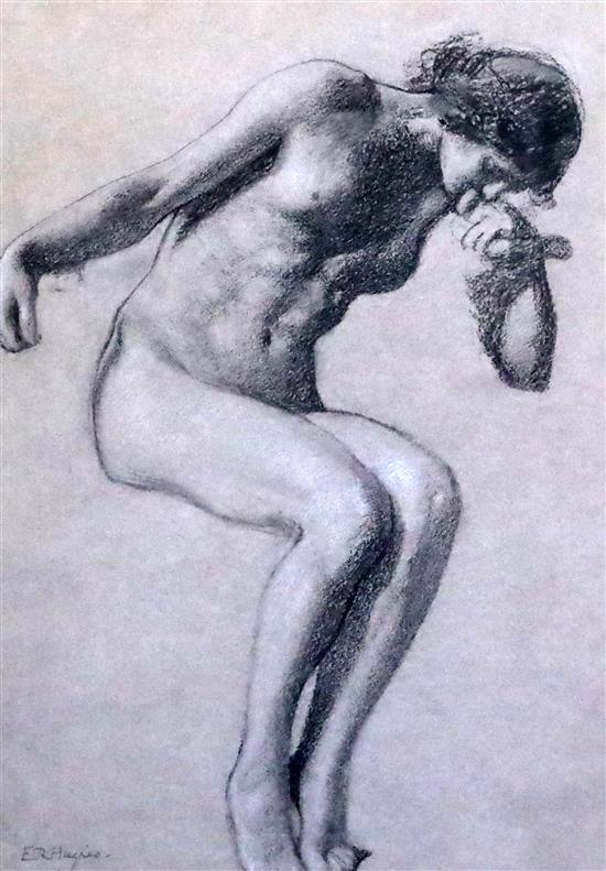 Edward Robert Hughes R.W.S. (1851-1914) Study of a female nude 14 x 10in.